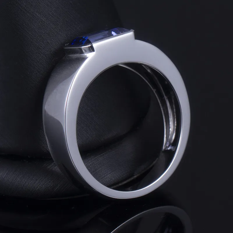 Messi Jewelry 18k White Gold Lab Grown Sapphire Man Ring - Opal Jewelry 4