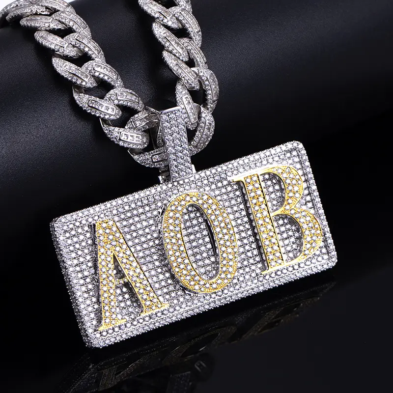 Messi Jewelry - 18k 14k 10k Hip Hop Nombre Carta Hombres helados Posteo de moissanite personalizado 1