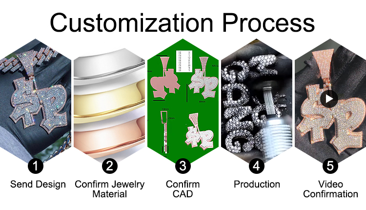Messi Alahas - 18K 14K 10K hiphop nga ngalan nga sulat sa mga lalaki nga nag-ice out sa custom nga moissanite pendant Moissante Pendant 8