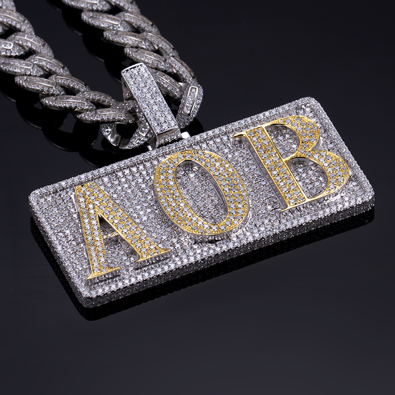 Messi Alahas - 18K 14K 10K hiphop nga ngalan nga sulat sa mga lalaki nga nag-ice out sa custom nga moissanite pendant Moissante Pendant 10