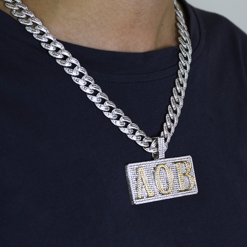 Messi Alahas - 18K 14K 10K hiphop nga ngalan nga sulat sa mga lalaki nga nag-ice out sa custom nga moissanite pendant Moissante Pendant 11