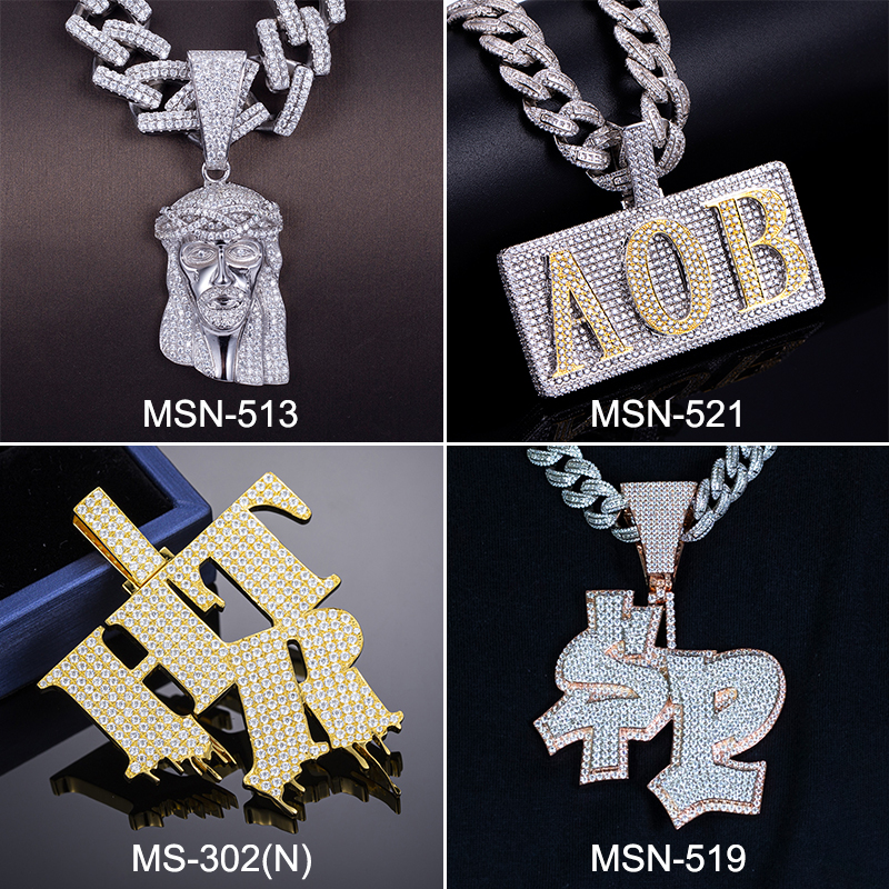 Messi Alahas - 18K 14K 10K hiphop nga ngalan nga sulat sa mga lalaki nga nag-ice out sa custom nga moissanite pendant Moissante Pendant 14