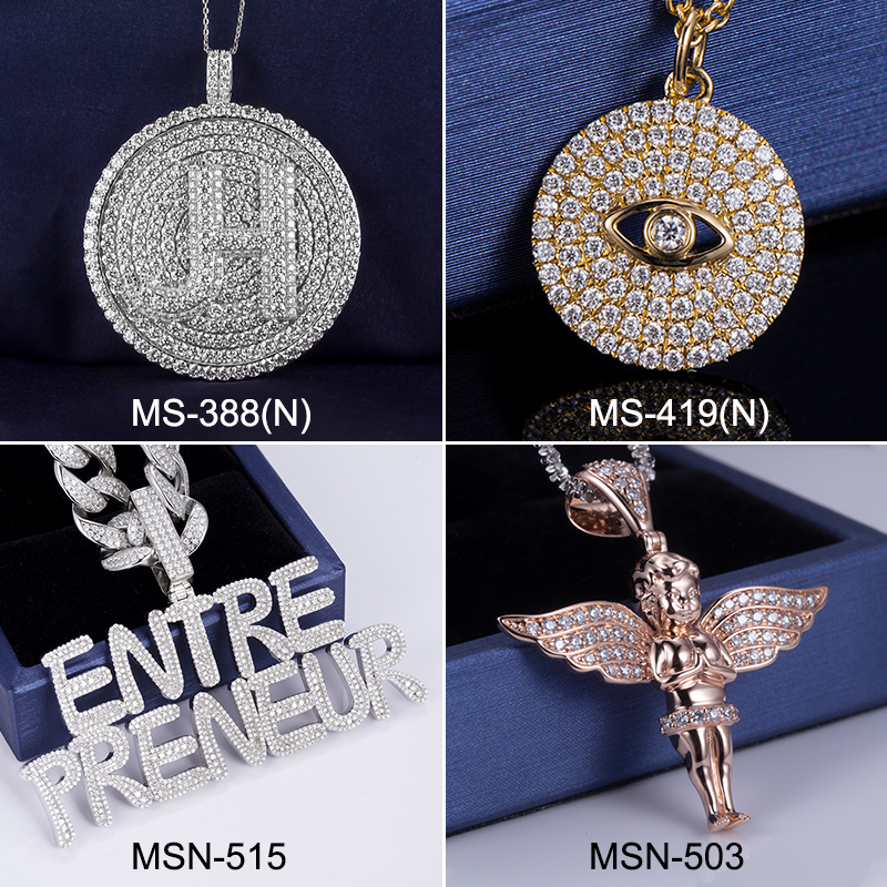 Messi Alahas - 18K 14K 10K hiphop nga ngalan nga sulat sa mga lalaki nga nag-ice out sa custom nga moissanite pendant Moissante Pendant 16
