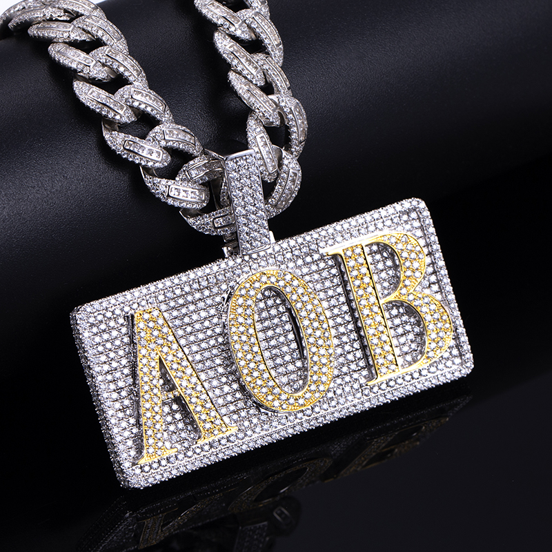 Messi Alahas - 18K 14K 10K hiphop nga ngalan nga sulat sa mga lalaki nga nag-ice out sa custom nga moissanite pendant Moissante Pendant 9