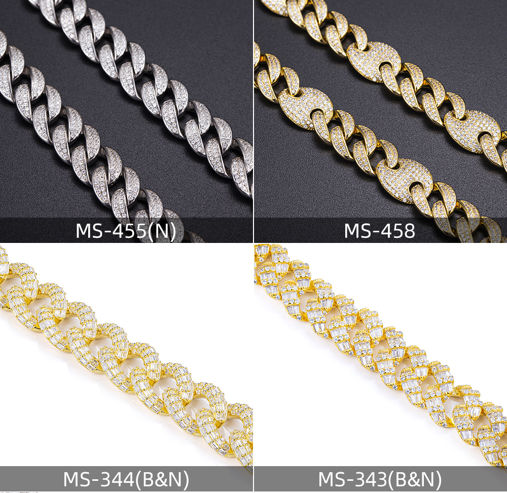 Messi Jewelry - Hip hop Jewelry Moissanite Cuban Necklace Ice Out 925 Sterling Silver Moissanite Cuban Link Chain Necklace 18