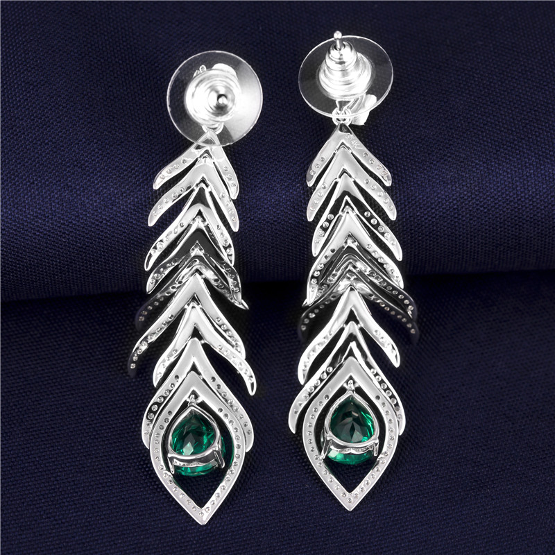 메시 보석 - 메시 보석류 귀걸이 웨딩 패션 쥬얼리 18K 고품질 숯불 화이트 골드 여자 보석 선물 에메랄드 약혼 이어링 귀걸이 11