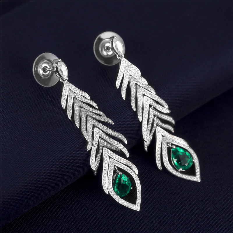 메시 보석 - 메시 보석류 귀걸이 웨딩 패션 쥬얼리 18K 고품질 숯불 화이트 골드 여자 보석 선물 에메랄드 약혼 이어링 귀걸이 10