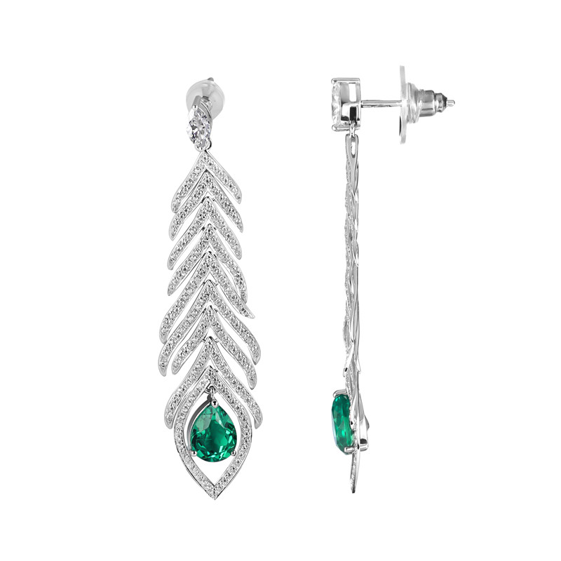 메시 보석 - 메시 보석류 귀걸이 웨딩 패션 쥬얼리 18K 고품질 숯불 화이트 골드 여자 보석 선물 에메랄드 약혼 이어링 귀걸이 8