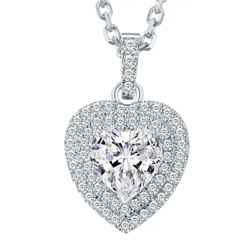 Gioielli Messi - Gioielli Messi MSN -555 Design Sense 18K White Gold Heart Shape Lab Diamond Necklace Lab Gioielli diamantato 1