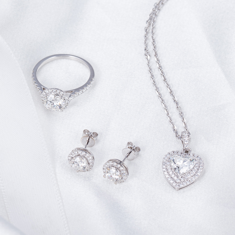 Messi Jewelry - Messi Jewelry 18k white Gold vintage romantic halo style heart shape lab grown diamond pendant necklace Lab Diamond Jewelry 13