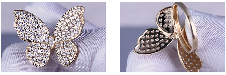 Joyas Messi - MS -619 Joyas de moda para mujeres 18k Gold White Def Diamond Moissanite Half Eternity Anillos anillos 21