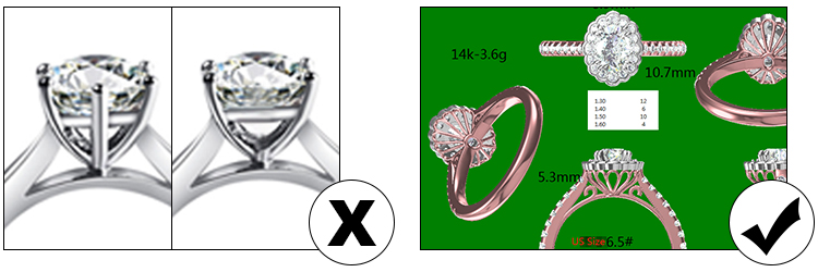 Joyas Messi - MS -619 Joyas de moda para mujeres 18k Gold White Def Diamond Moissanite Half Eternity Anillos anillos 20