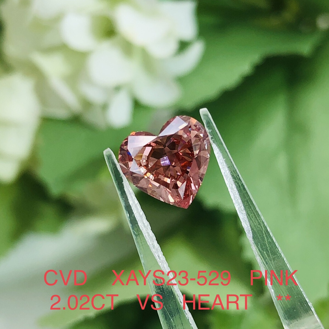Messi Jewelry - 2ct Heart Fancy Pink Color CVD Lab Grown Diamond Pink 9