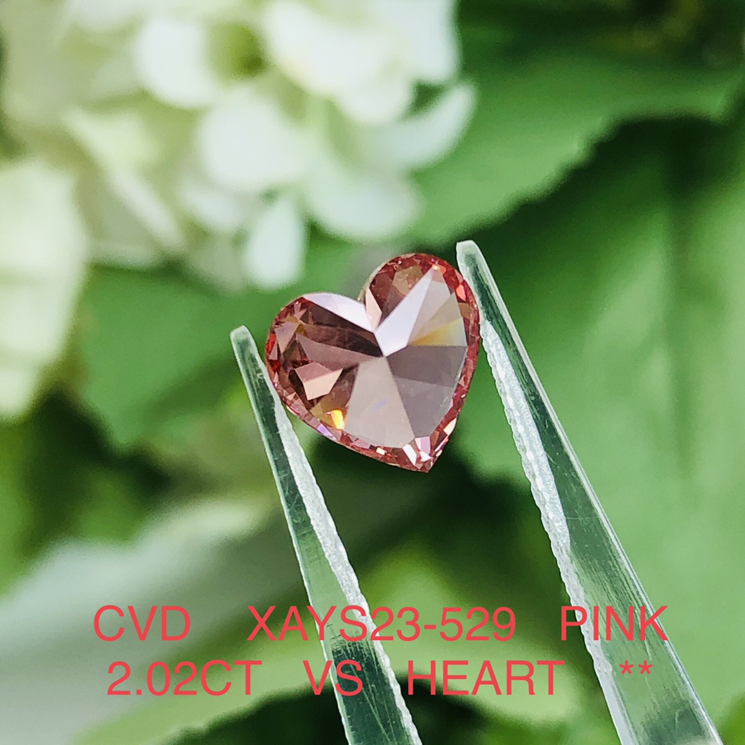 Messi Jewelry - 2ct Heart Fancy Pink Color CVD Lab Grown Diamond Pink 11