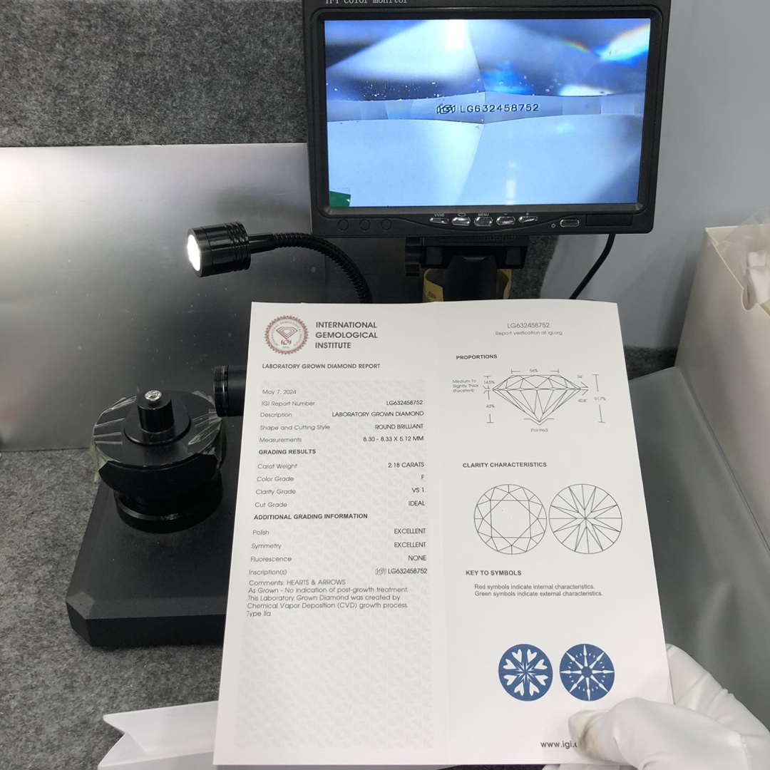 Round Brilliant Cut 2.18CT F VS1 CVD Lab Diamond nga adunay sertipiko 12