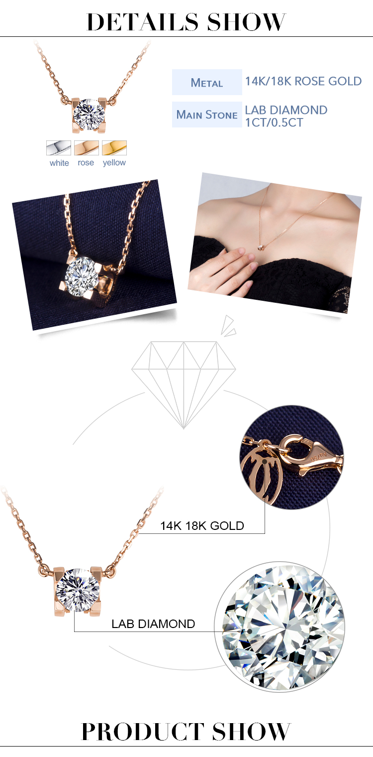 Messi Jewelry - Messi Jewelry MS-169 AU750 18K Rose Gold Necklace Jewellry CVD Lab Diamond Grown Diamond Necklace Necklace 7