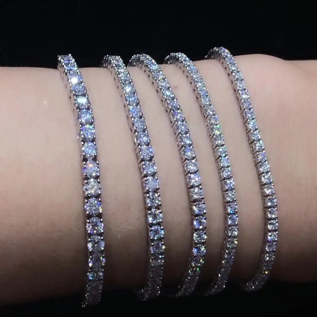 925 Sterling Silver Moissanite Tennis Bracelet - Gold Tennis Bracelet 2