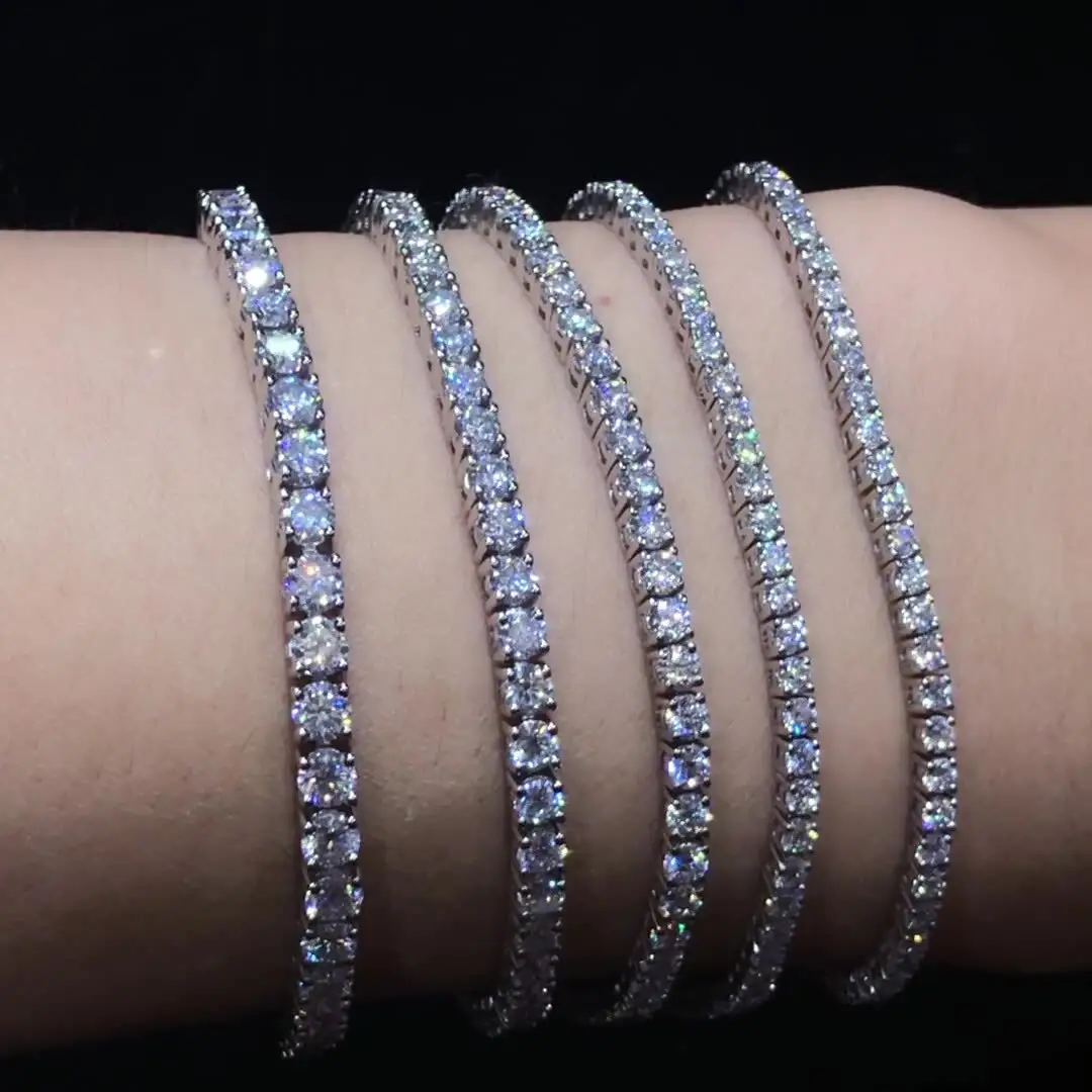 925 Sterling Silver Moissanite Tennis Bracelet - Gold Tennis Bracelet 2