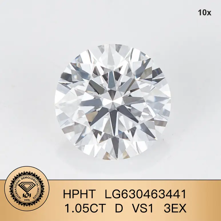 Lab Grown Diamond Round Shape Hpht LG630463441 1.05ct D VS1 3EX 1