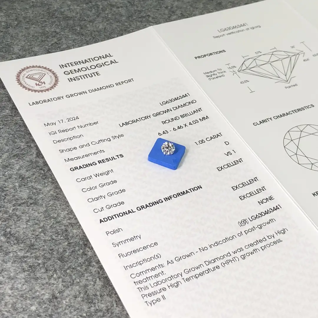 1.05CT Round Lab Grown Diamond - IGI Certified 4