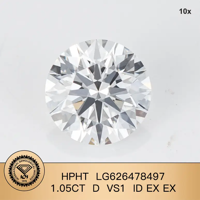 Forma rotonda 1.05carat d vs1 id ex lab diamondwith certificato IGI 1