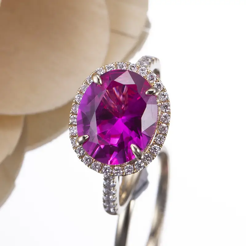 Messi Jewelry - Messi Jewelry MS -783 9kt Vintage Halo Women Gold Jewelry Lab Gold Giolleria Ruby Rings Grown Ruby Rings 1