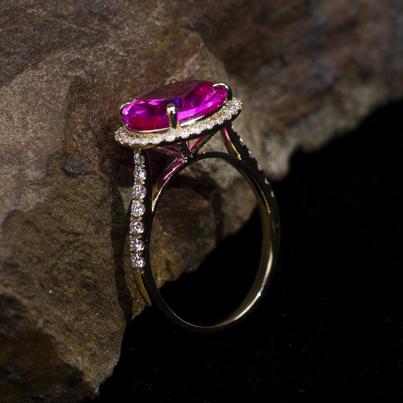 Messi Alahas - Messi Alahas MS-783 9kt vintage halo Mga Babaye nga matahum nga bulawan nga alahas lab gipatubo nga ruby nga singsing 11