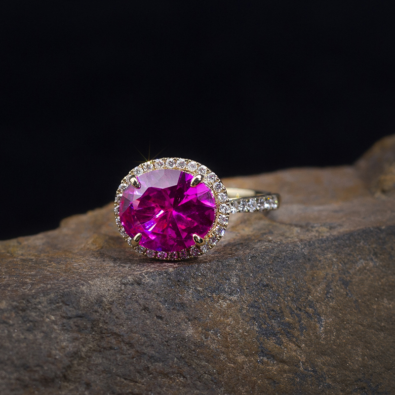 Messi Alahas - Messi Alahas MS-783 9kt vintage halo Mga Babaye nga matahum nga bulawan nga alahas lab gipatubo nga ruby nga singsing 10