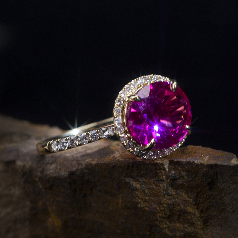 Messi Alahas - Messi Alahas MS-783 9kt vintage halo Mga Babaye nga matahum nga bulawan nga alahas lab gipatubo nga ruby nga singsing 13