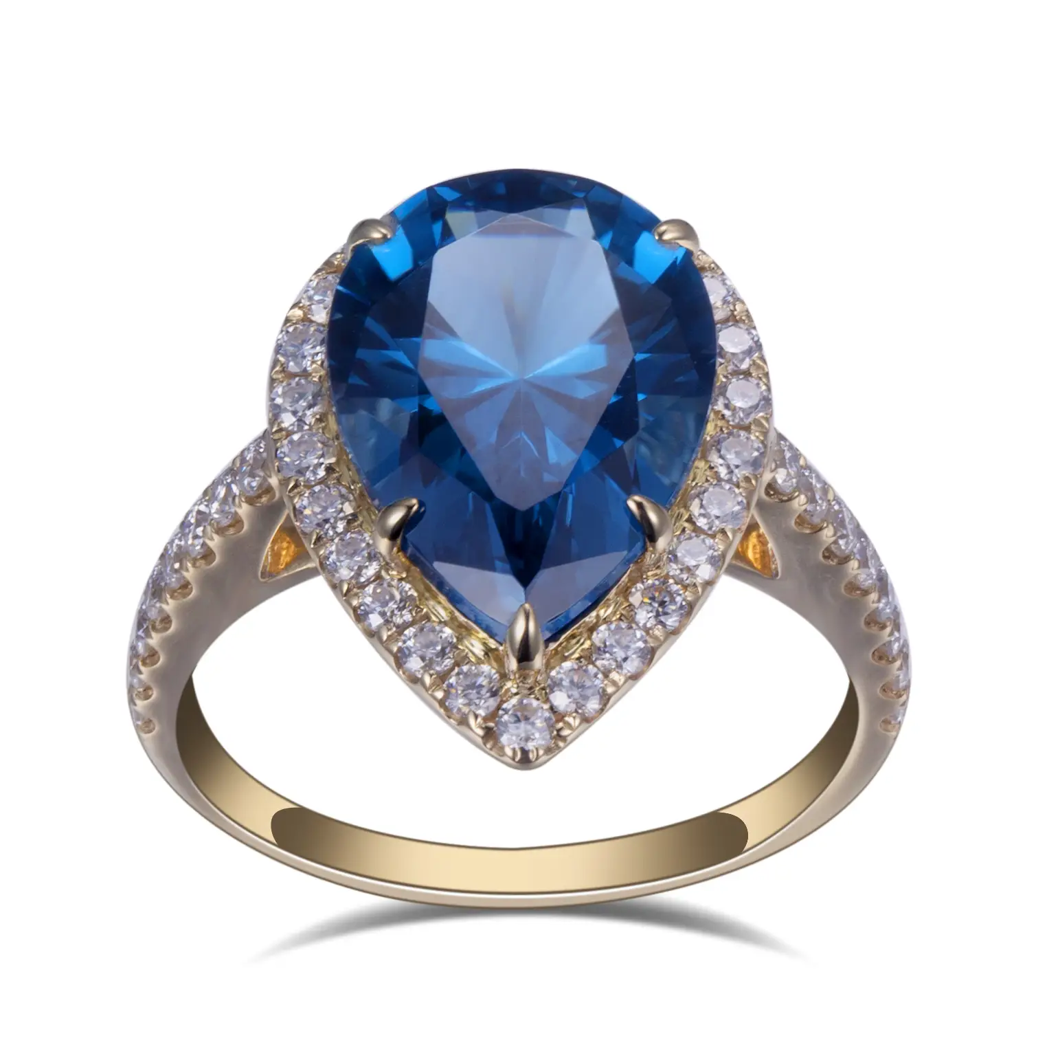 메시 쥬얼리 -Messi Jewelry MS -829 10K 골드 배 컷 스피넬 보석 약혼 반지 클래식 스타일 반지 1