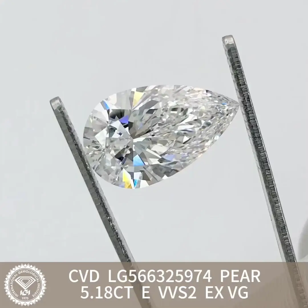 5.18CT Pear Shape E VVS2 Lab Diamond with IGI Certificate 3