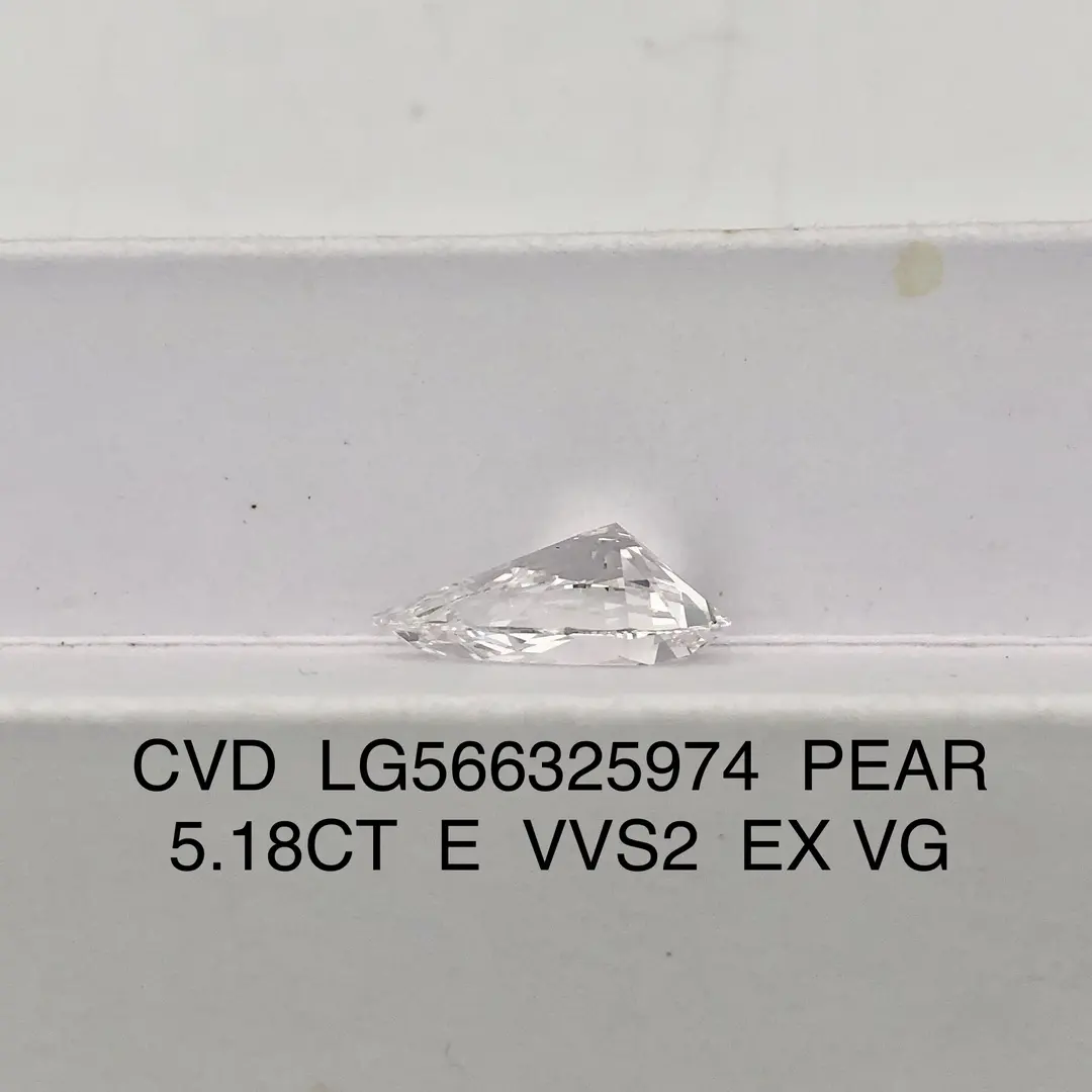 5.18CT Pear Shape E VVS2 Lab Diamond with IGI Certificate 4