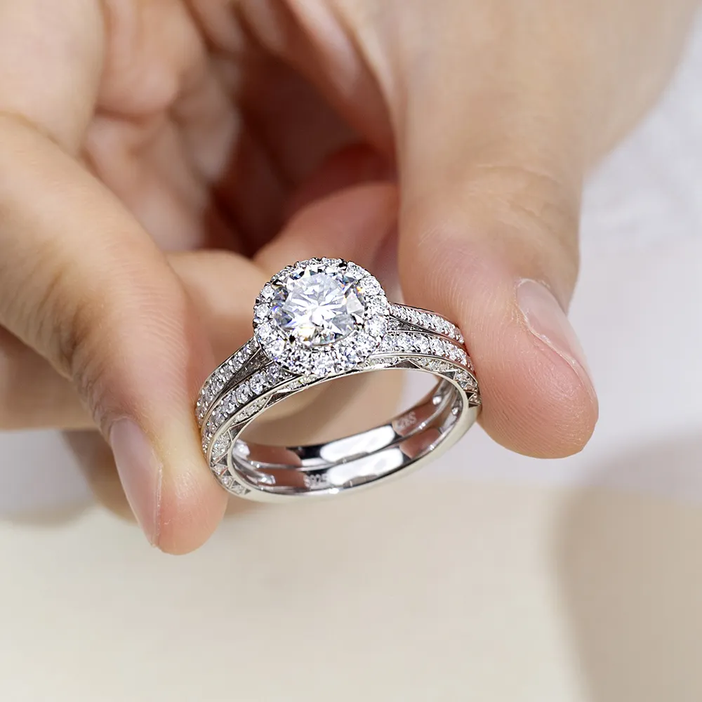 Custom 925 Серебряные ювелирные изделия с лабораторными бриллиантами 5