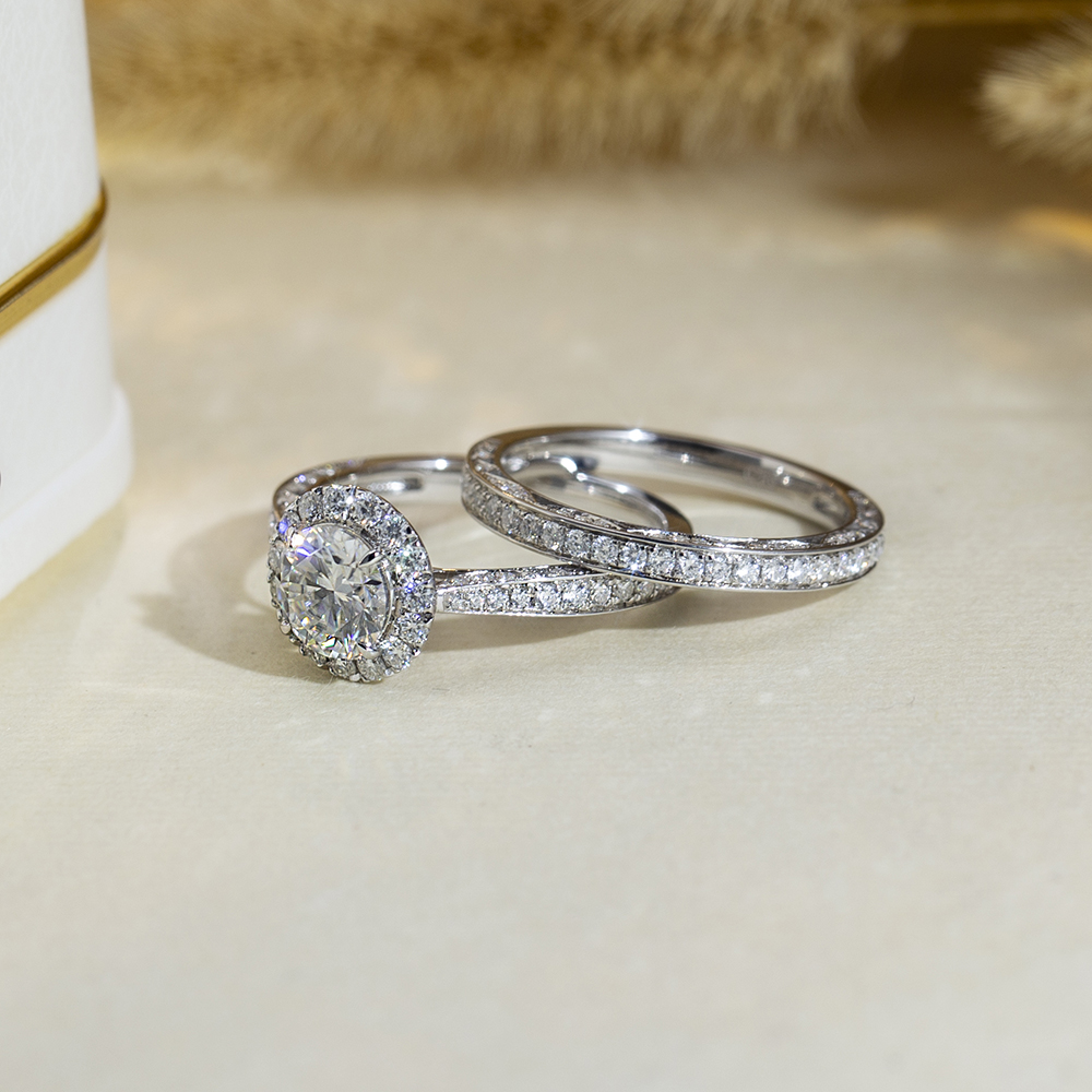 MSR-1666 Customized 925 sterling silver moissanite Round Shape Stackable Ring 9
