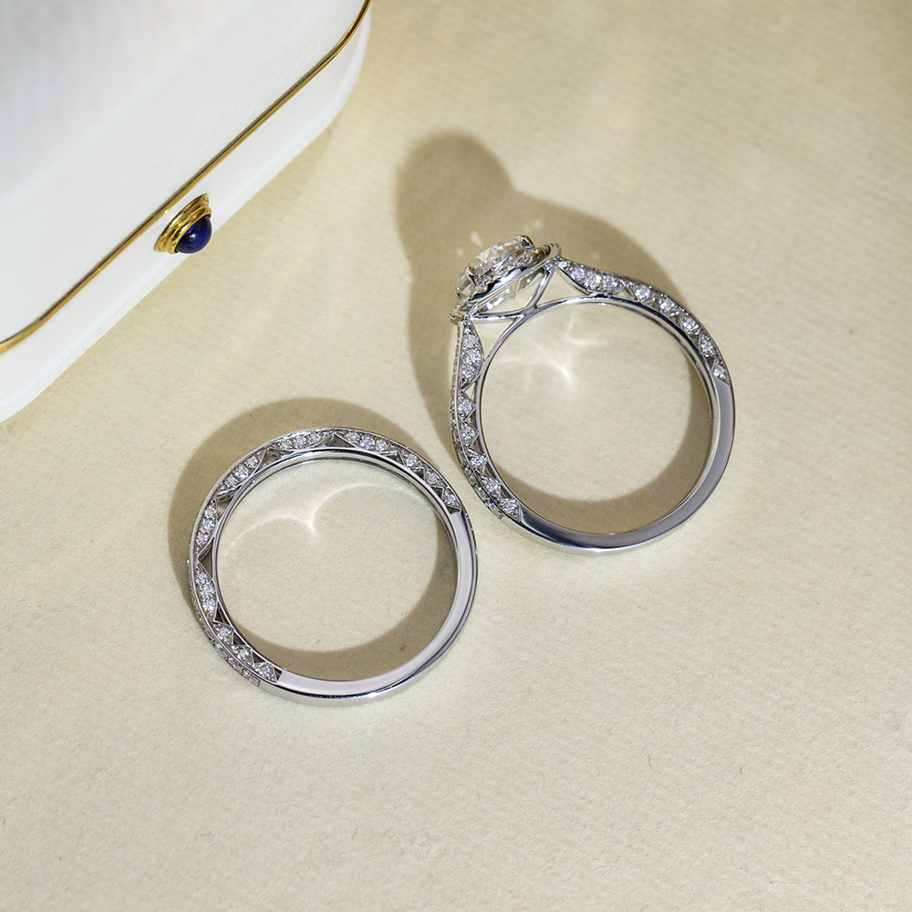 MSR-1666 Customized 925 sterling silver moissanite Round Shape Stackable Ring 10