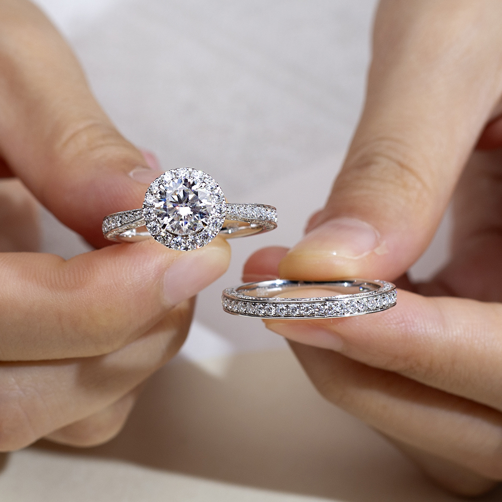 MSR-1666 Customized 925 sterling silver moissanite Round Shape Stackable Ring 11