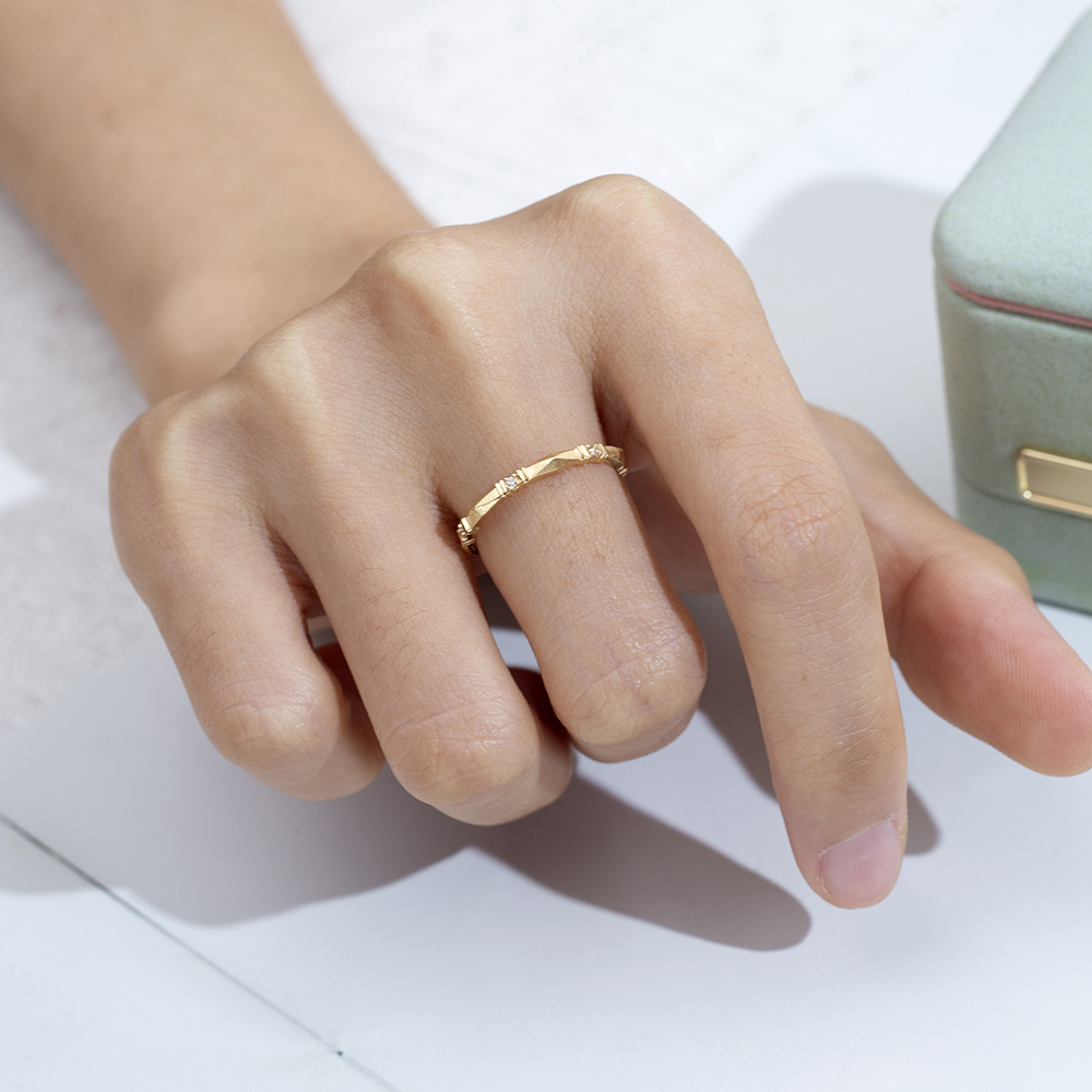 MSR-1667 Fashion 18K Yellow Gold Round 1.2mm Lab Diamond Ring 13