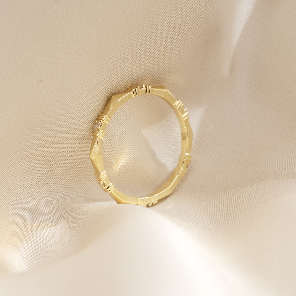 MSR-1667 Fashion 18K Yellow Gold Round 1.2mm Lab Diamond Ring 9