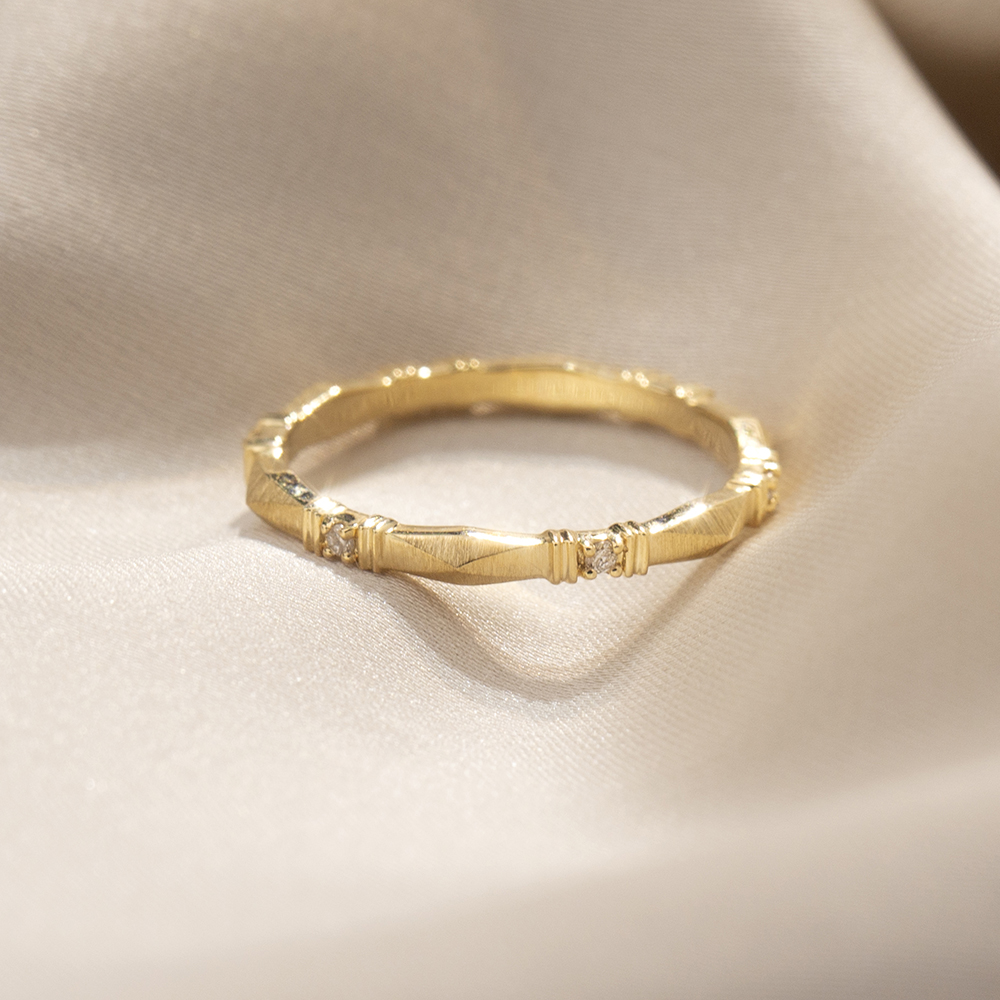 MSR-1667 Fashion 18K Yellow Gold Round 1.2mm Lab Diamond Ring 8