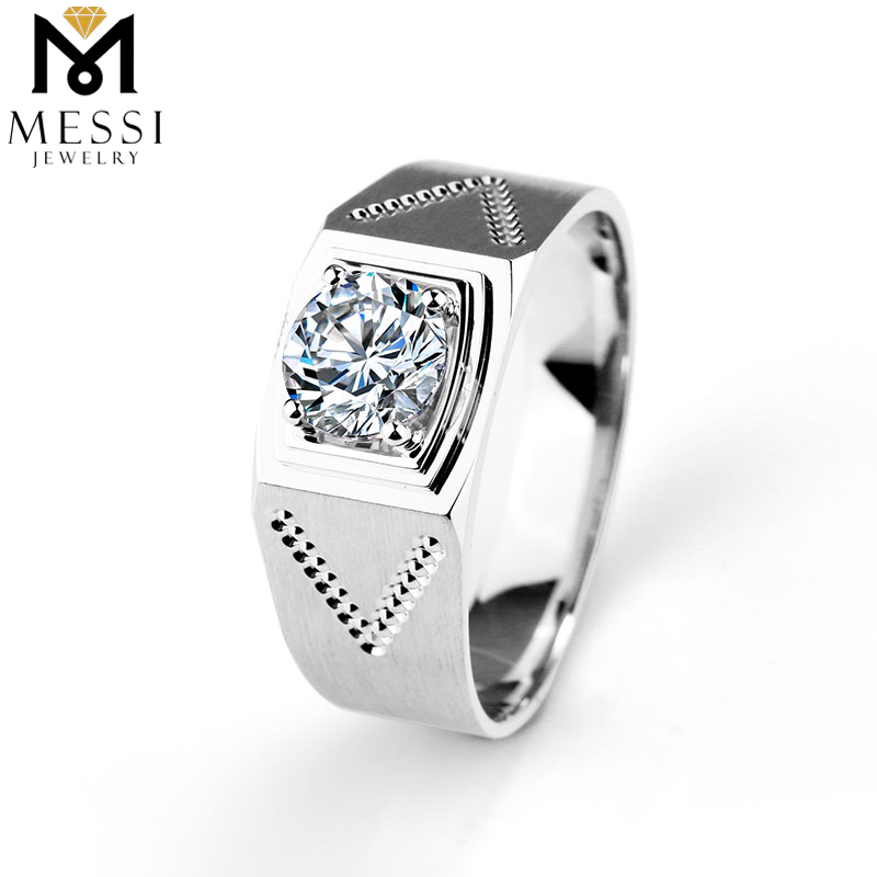 Messi Jewelry - Messi Jewelry 1 carat DEF moissanite diamond 14k 18k white gold rings for men Men Rings 10
