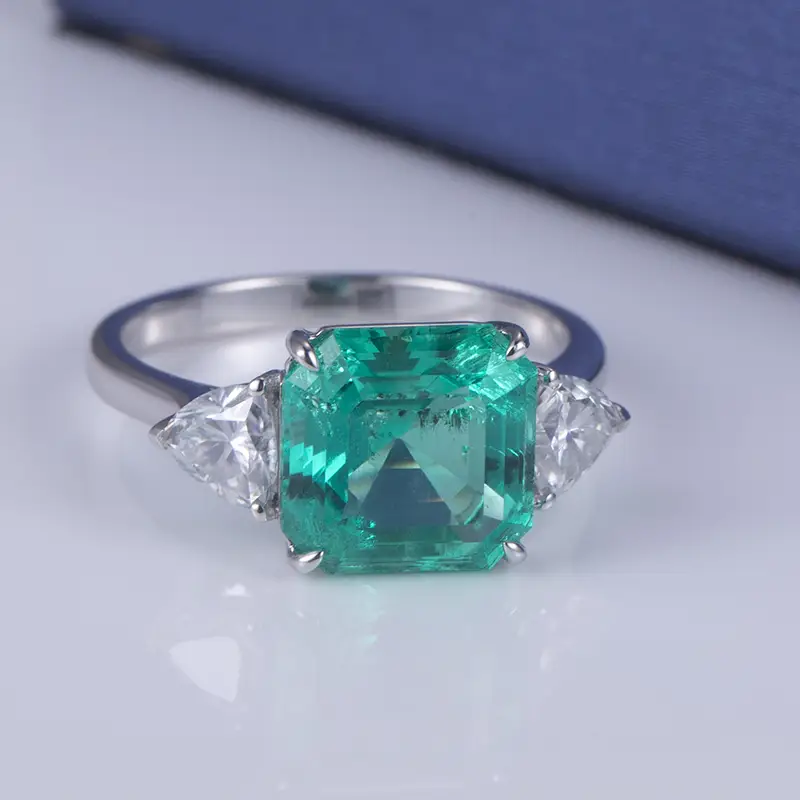 Messi Jewelry MS645 18K GEWLERY OCTAGON Cut Octagon Create Emerald Engagement Rings 1