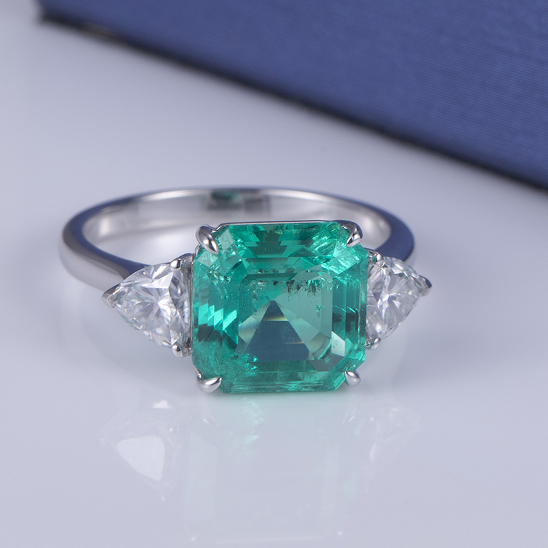 메시 보석 MS645 18K 골드 보석 팔각형 컷 생성 에메랄드 약혼 반지 반지 10