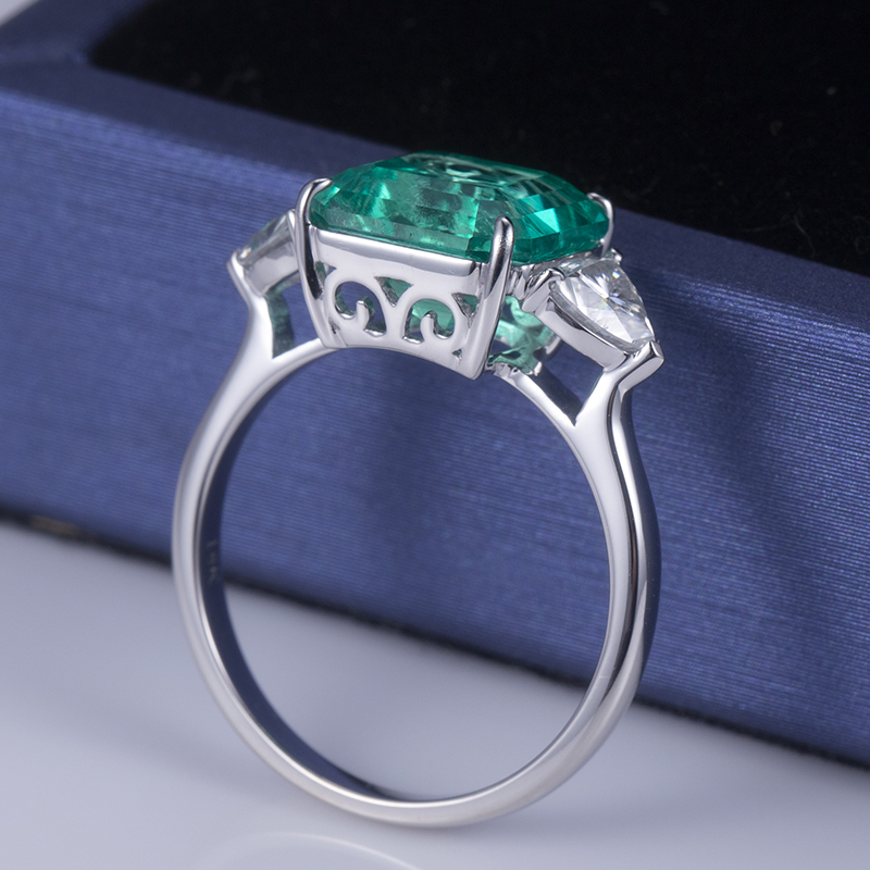 메시 보석 MS645 18K 골드 보석 팔각형 컷 생성 에메랄드 약혼 반지 반지 14