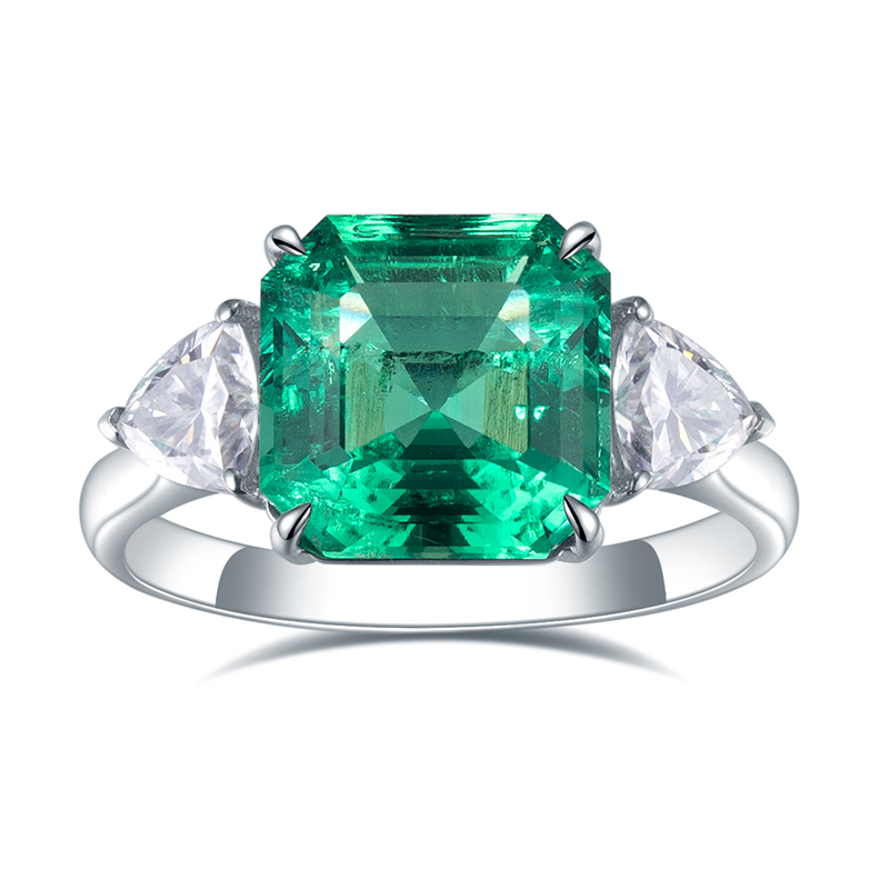 메시 보석 MS645 18K 골드 보석 팔각형 컷 생성 에메랄드 약혼 반지 반지 8