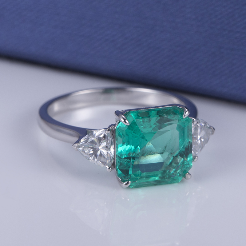 메시 보석 MS645 18K 골드 보석 팔각형 컷 생성 에메랄드 약혼 반지 반지 16