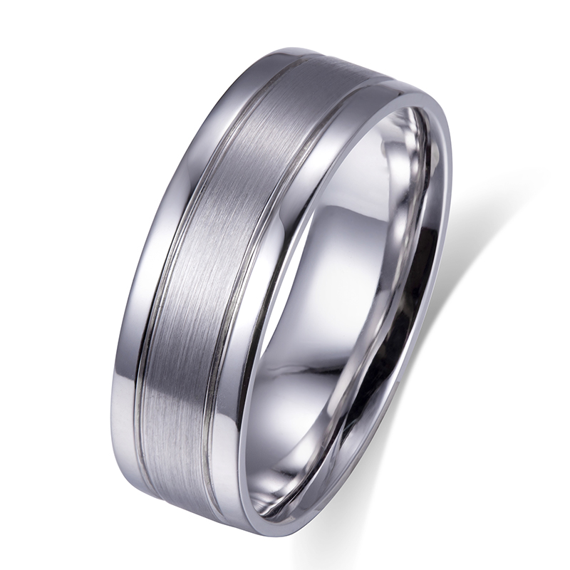 Messi Alahas - MS-532 9K Solid White Gold Wedding Men Singsing Band sa Kasal 9