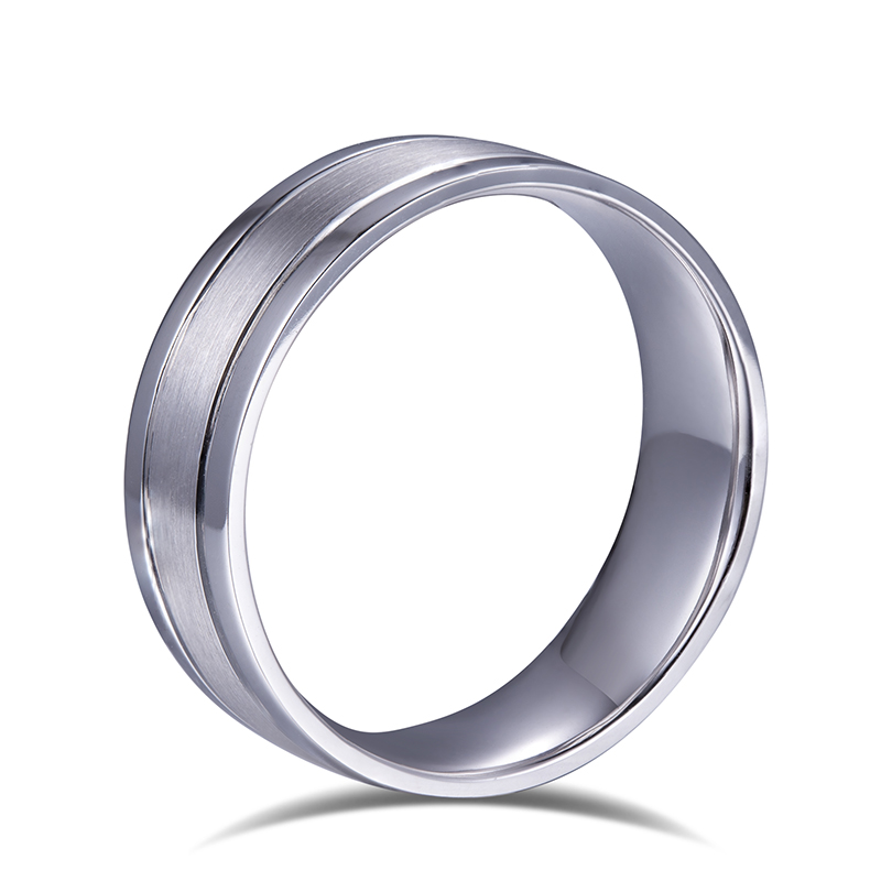 Messi Alahas - MS-532 9K Solid White Gold Wedding Men Singsing Band sa Kasal 10