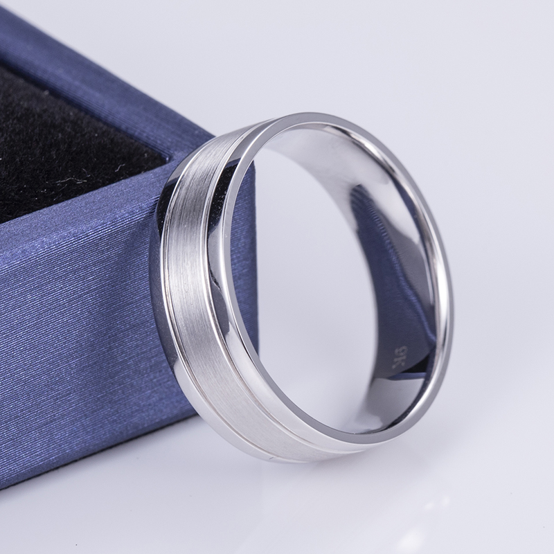 Messi Alahas - MS-532 9K Solid White Gold Wedding Men Singsing Band sa Kasal 11