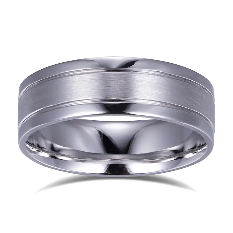 Gioielli Messi - MS -532 9K Solid White Wedding Men Ring Band 1