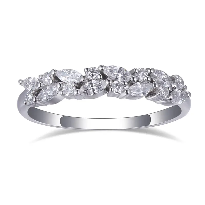 Messi Jewelry - Messi Jewelry MSR-545 14k White Gold Round Marquise Shape Moissanite Ring Moissanite Gold Jewelry 1